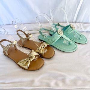 Girl’s Sandals Set - Cat and Jack / Anna - both size 1 gold and turquoise